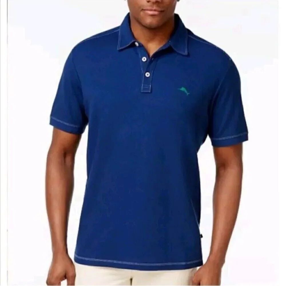 Tommy Bahama Islandzone Tropicool Pique Spectator Polo Shirt Blue Men's XXL